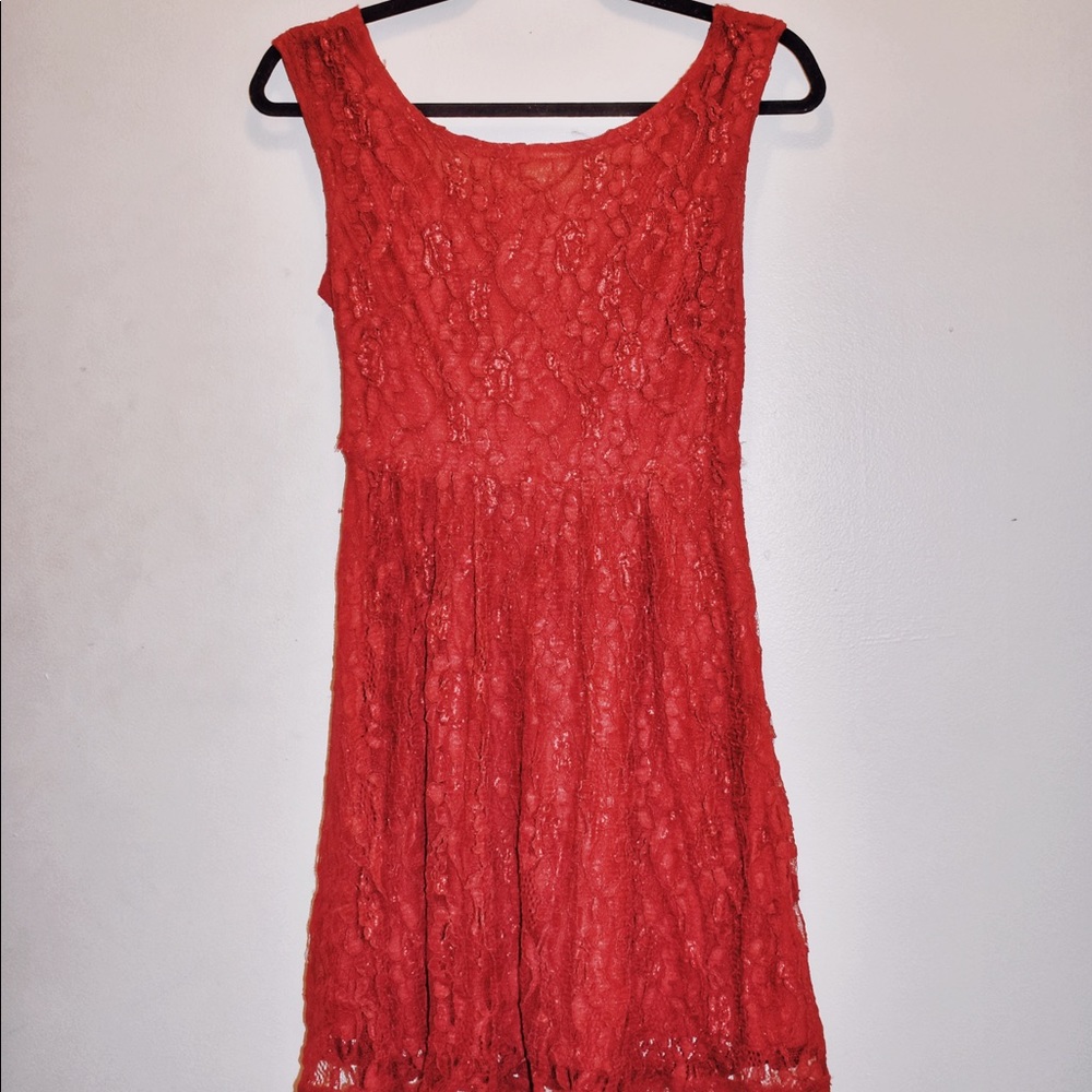 Forever 21 Lace Red Dress with Open V Back